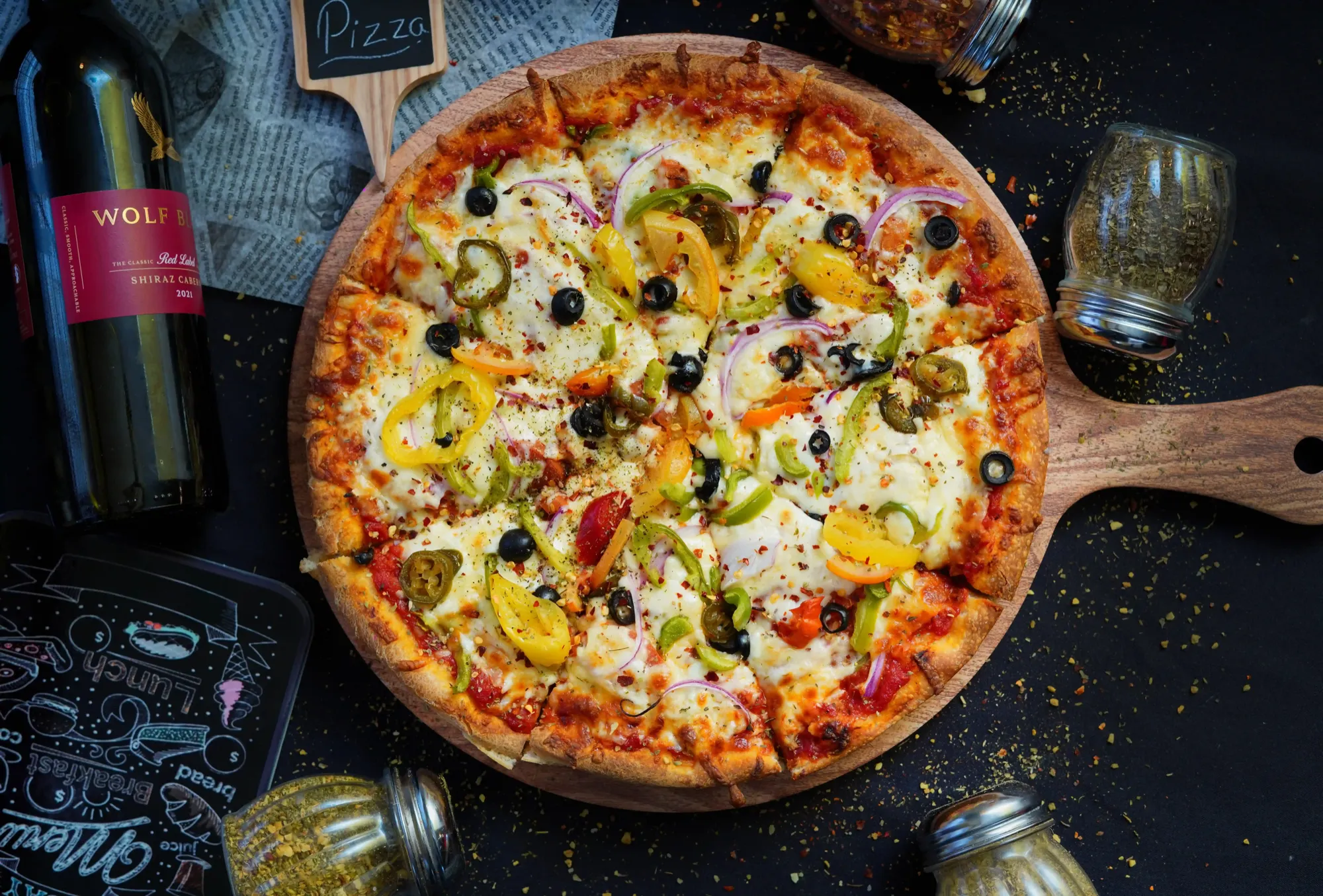 Handcrafted specialty pizza at Pizzaberg Cafe in Okotoks
